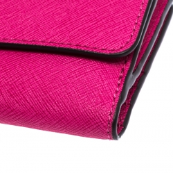 Pre Owned Michael Kors Fuchsia Leather Flap Continental Wallet