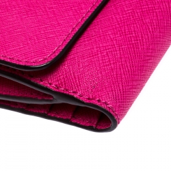 Pre Owned Michael Kors Fuchsia Leather Flap Continental Wallet