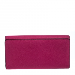 Pre Owned Michael Kors Fuchsia Leather Flap Continental Wallet