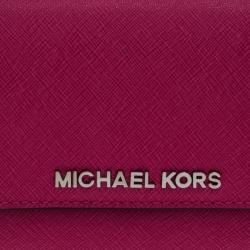 Pre Owned Michael Kors Fuchsia Leather Flap Continental Wallet