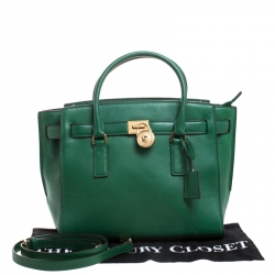 Pre Owned MICHAEL Michael Kors Green Leather Hamilton Tote