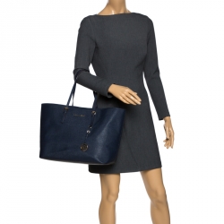 Michael Kors Navy Blue Leather Small Jet Set Travel Tote