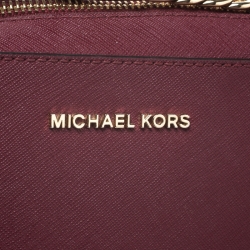 مملوكة مسبقًا حقيبة كروس مايكل كورس جيت سيت جلد عنابي
