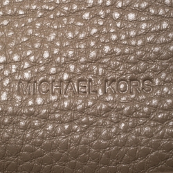 Pre Owned Michael Kors Dark Dune Leather Carryall Stockard Continental Wallet