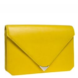 Alexander Wang Yellow Pebbled Leather Prisma Envelope Clutch