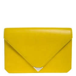 Alexander Wang Yellow Pebbled Leather Prisma Envelope Clutch