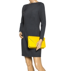 Alexander Wang Yellow Pebbled Leather Prisma Envelope Clutch