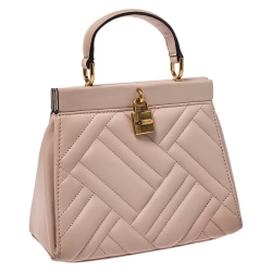 Pre Owned Michael Kors Pink Leather Frame Gramercy Top Handle Bag