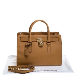 Pre Owned حقيبة يد مايكل مايكل كورس Hamiltion North South كبيرة جلد بنية