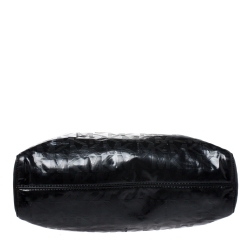 Pre Owned Michael Michael Kors Black Monogram Patent Leather Jet Set North South Tote