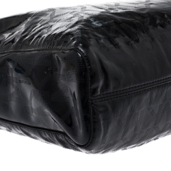 Pre Owned Michael Michael Kors Black Monogram Patent Leather Jet Set North South Tote