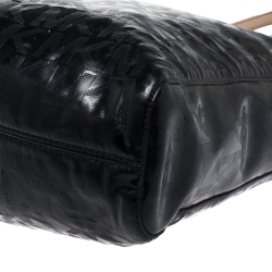 Pre Owned Michael Michael Kors Black Monogram Patent Leather Jet Set North South Tote