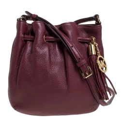 Michael Kors - Authenticated Brooklyn Handbag - Leather Burgundy Plain for Women, Never Worn