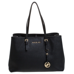 Pre Owned حقيبة يد مايكل مايكل كورس جيت سيت جلد سوداء
