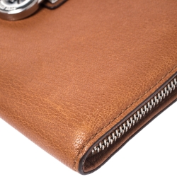 Pre Owned محفظة مايكل كورس سحاب مستدير هاميلتون جلد بنية