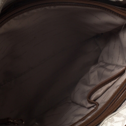 Pre Owned حقيبة مايكل مايكل كورس جيت سيت كانفاس مقوى بالشعار أوف وايت بجيب بكبسون