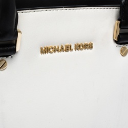 Pre Owned حقيبة مايكل مايكل كورس سيلما جلد أبيض/أسود متوسطة