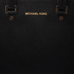 Pre Owned MICHAEL Michael Kors Black Leather Large Selma Satchel