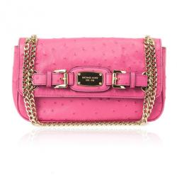 مملوكة مسبقًا Michael Kors Pink Ostrich Embossed Shoulder Flap Bag