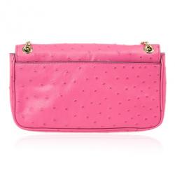 مملوكة مسبقًا Michael Kors Pink Ostrich Embossed Shoulder Flap Bag