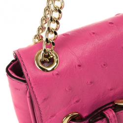 مملوكة مسبقًا Michael Kors Pink Ostrich Embossed Shoulder Flap Bag