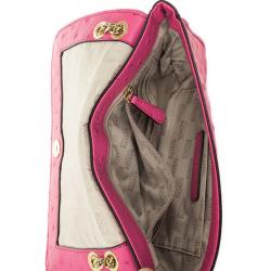 مملوكة مسبقًا Michael Kors Pink Ostrich Embossed Shoulder Flap Bag