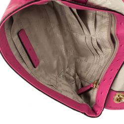 مملوكة مسبقًا Michael Kors Pink Ostrich Embossed Shoulder Flap Bag
