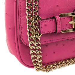 مملوكة مسبقًا Michael Kors Pink Ostrich Embossed Shoulder Flap Bag