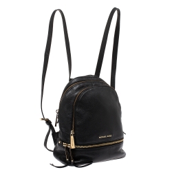 Pre Owned Michael Kors Black Leather Small Rhea Backpack