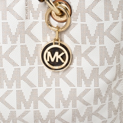 Pre Owned MICHAEL Michael Kors Off White Coated Canvas Small Cynthia Tote