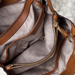 Pre Owned MICHAEL Michael Kors Off White Coated Canvas Small Cynthia Tote