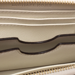 Pre Owned محفظة مايكل كورس سحاب ملتف كانفاس مقوى بيج