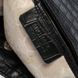Pre Owned MICHAEL Michael Kors Black Croc Embossed Leather Hamilton Tote