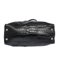 Pre Owned MICHAEL Michael Kors Black Croc Embossed Leather Hamilton Tote