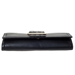 Pre Owned Michael Kors Black Leather Buckle Clutch