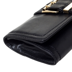 Pre Owned Michael Kors Black Leather Buckle Clutch