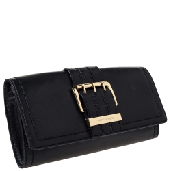 Pre Owned Michael Kors Black Leather Buckle Clutch