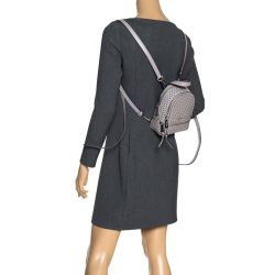 Pre Owned Michael Kors Grey Perforated Leather Mini Rhea Backpack