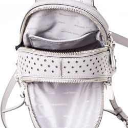 Pre Owned Michael Kors Grey Perforated Leather Mini Rhea Backpack
