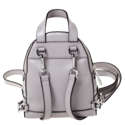 Pre Owned Michael Kors Grey Perforated Leather Mini Rhea Backpack