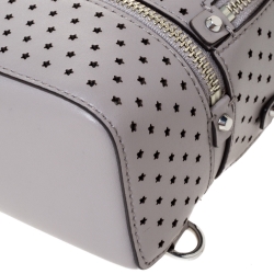 Pre Owned Michael Kors Grey Perforated Leather Mini Rhea Backpack