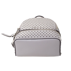 Pre Owned Michael Kors Grey Perforated Leather Mini Rhea Backpack