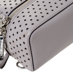 Pre Owned Michael Kors Grey Perforated Leather Mini Rhea Backpack