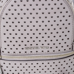 Pre Owned Michael Kors Grey Perforated Leather Mini Rhea Backpack