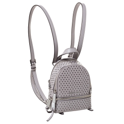 Pre Owned Michael Kors Grey Perforated Leather Mini Rhea Backpack