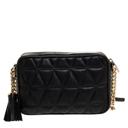 Pre Owned Michael Kors Black Quilted Leather Ginny Camera Crossbody Bag