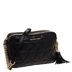 Pre Owned Michael Kors Black Quilted Leather Ginny Camera Crossbody Bag