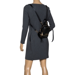 Pre Owned Michael Kors Black Leather Mini Rhea Backpack