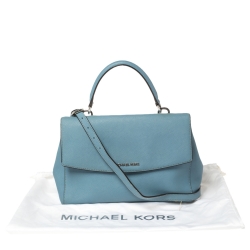Pre Owned Michael Kors Blue Leather Medium Ava Top Handle Bag