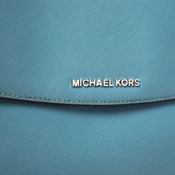 Pre Owned Michael Kors Blue Leather Medium Ava Top Handle Bag